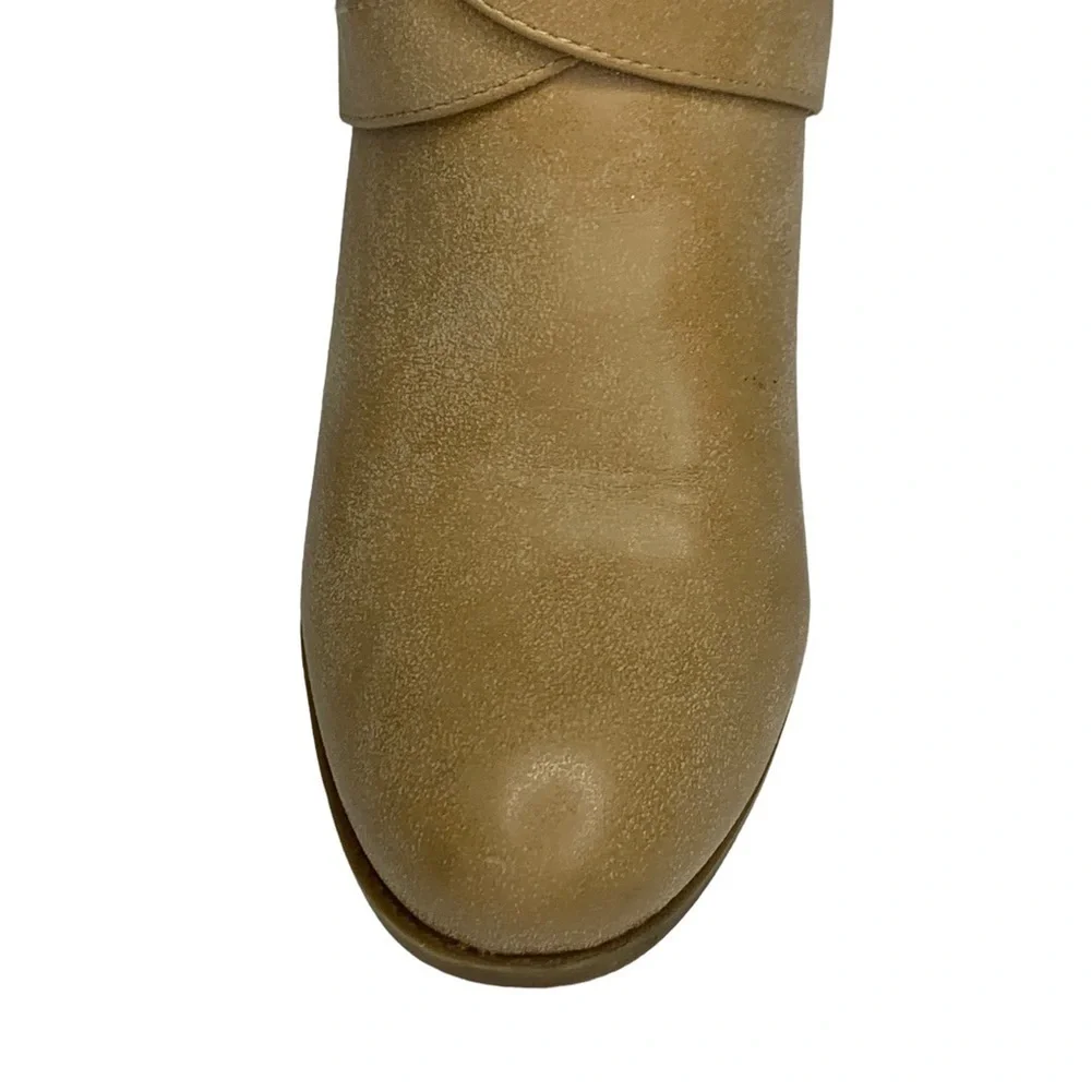 Guess Tan Ankle Boots 3” Block Heel Cut Outs on Sides Back Zippers New Size 7.5